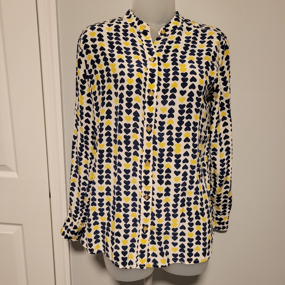 C Wonder Stylish Women's Heart Print Shirt 100% Silk